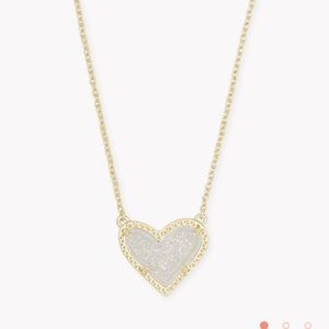 Ari Heart Gold Pendant Necklace in Iridescent Drusy